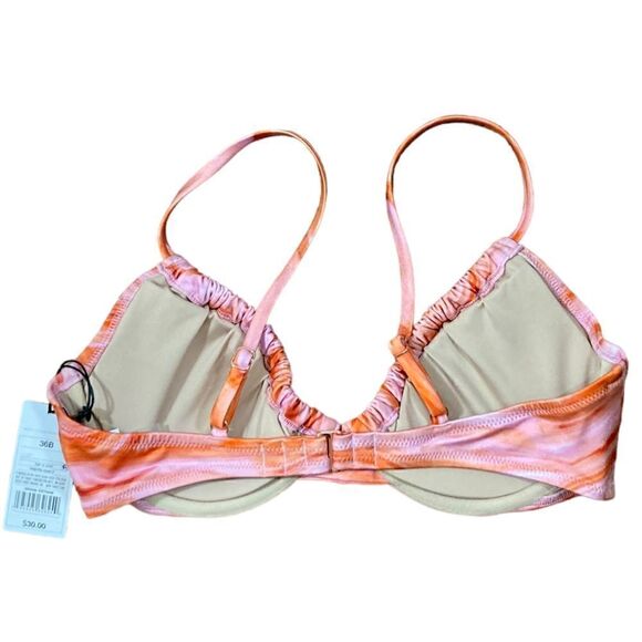 Shade And Shore Pink And Orange Waves Underwire Swim Top, Size 36B, NWT - Picture 2 of 4